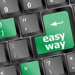 Poster - easy way green button on the keyboard close-up