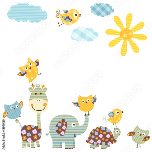 Obraz w ramie cute happy animals