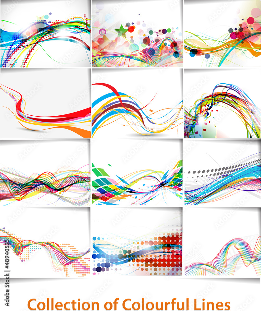 set of abstract wave line poster with space of your text. - obrazy, fototapety, plakaty 