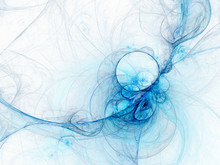 Light Blue Swirly Curve, Digital Fractal Art Design
