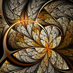 Wall Mural - Golder flower or butterfly, digital fractal art design