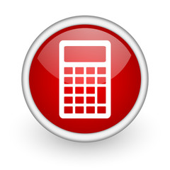 Poster - calculator red circle web icon on white background