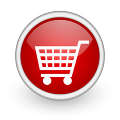 Aufkleber - shopping cart red circle web icon on white background