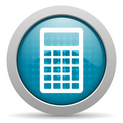 Poster - calculator blue glossy icon on white background