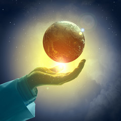 Wall Mural - Image of earth planet on hand