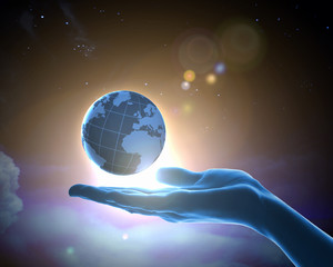 Wall Mural - image of earth planet on hand
