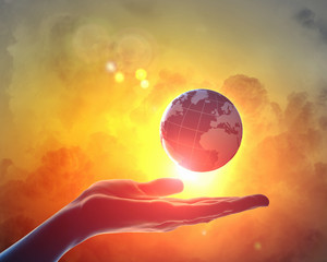 Wall Mural - image of earth planet on hand