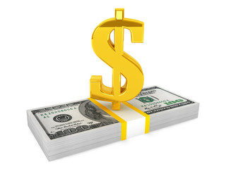 Aufkleber - Money stack with gold dollar sign