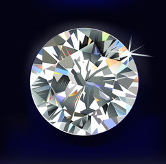 Wall Mural - Diamond isolated on dark-blue background