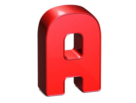 3D shiny red letter collection over white background