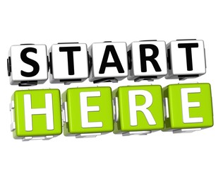 Poster - 3D Start Here button icon over white background