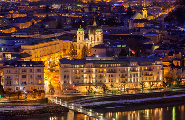 Wall Mural - Salzburg Austria at night