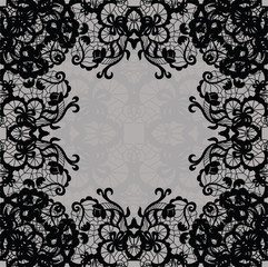 Sticker - Vector black lace on texture, template.