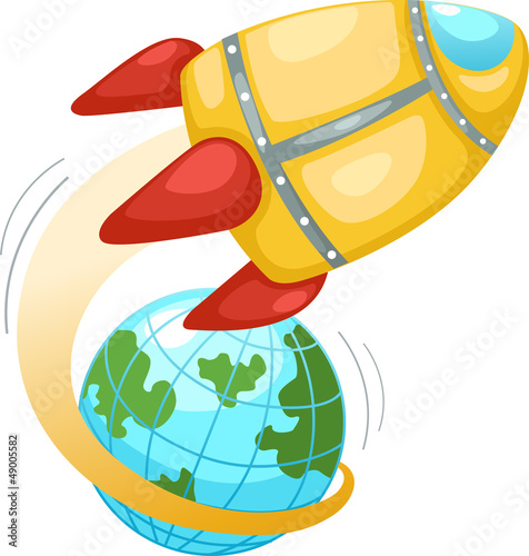 Obraz w ramie Rocket and earth globe .
