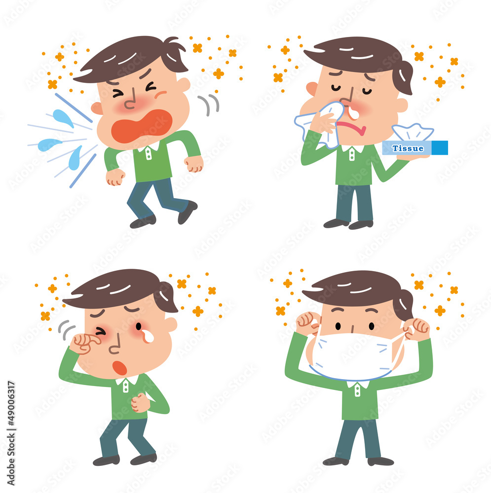 花粉症の症状の男性Stock Illustration | Adobe Stock