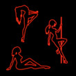 Neon silhouette of sexy girls