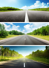 Wall Mural - sunny day and road set of banners