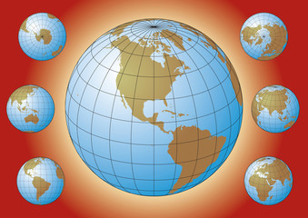 Wall Mural - Earth globes