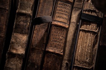 Vintage books in a row