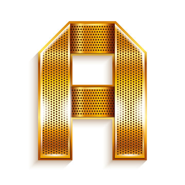 Letter metal gold ribbon - A