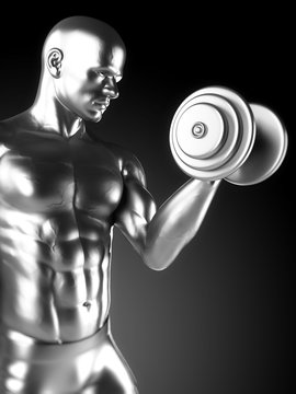 3d rendered illustration of a steel muscle man