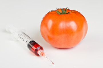 syringe and gmo tomato