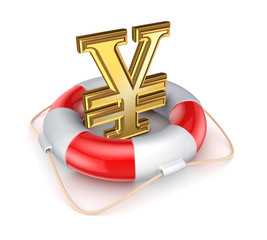 Canvas Print - Yen symbol in a lifebuoy.