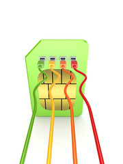 Sticker - Colorful patchcords connected to SIM card.