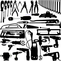 tools silhouettes collection - vector