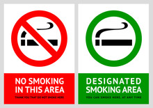No Smoking And Smoking Area Labels - Set 1