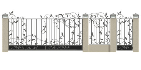 Wall Mural - Forged gate, wicket and fence