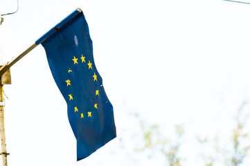 Damaged European Union flag