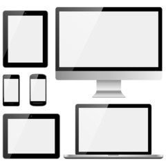 Wall Mural - electronic devices with white screens