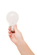 Kids hand holding light bulb. Idea concept.