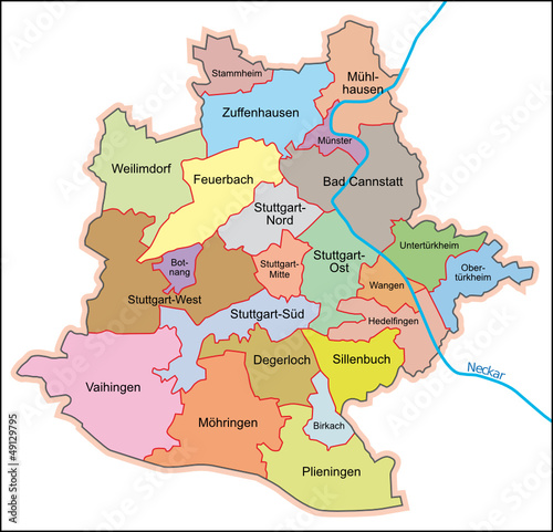 Stuttgart Stadtbezirke Administrativ – kaufen Sie diese Vektorgrafik