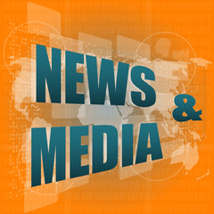Poster - News and press concept: words News and media on digital screen