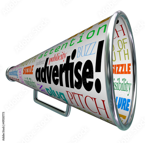 Fotografía Advertise Bullhorn Megaphone Words of Marketing