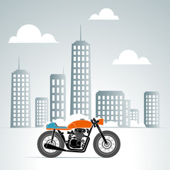 Fotomurales - retro motorbike in the city 2
