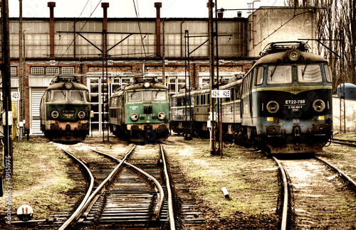 Obraz w ramie old locomotives