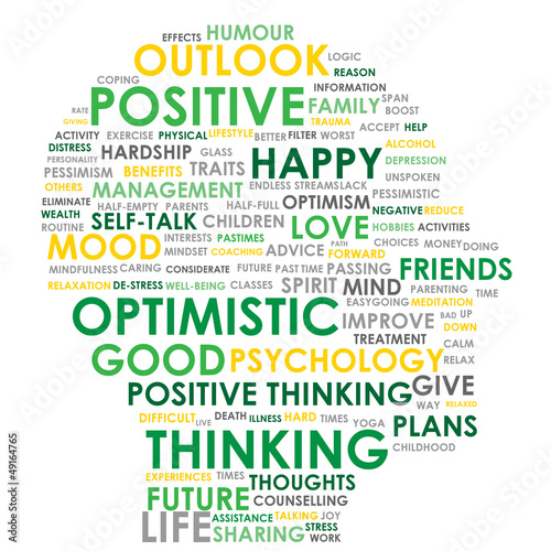 Fotografie, Obraz POSITIVE THINKING Tag Cloud (optimistic happy head mind)