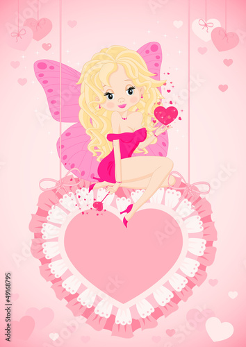 Naklejka na kafelki greeting card with a fairy