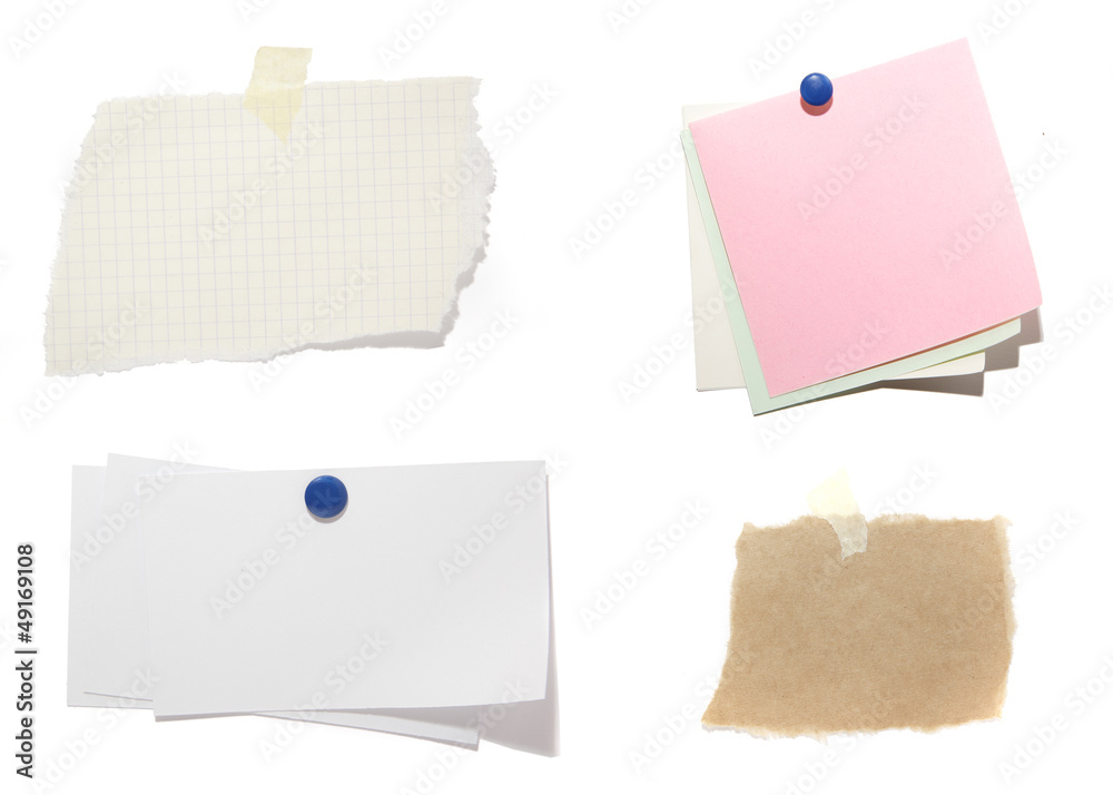 notes on white background with clipping path - obrazy, fototapety, plakaty 