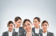 Group of business women clones with different emotions