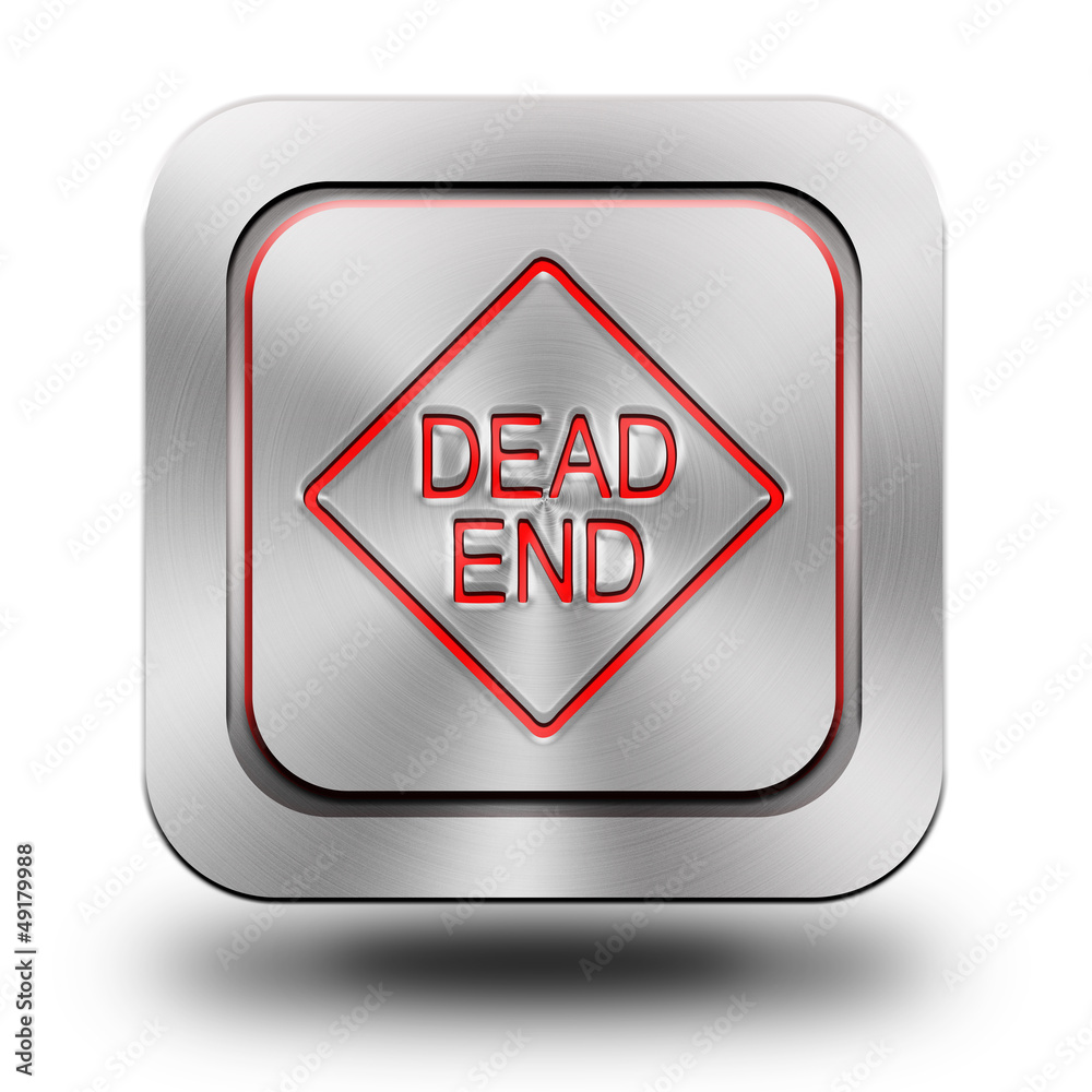Dead end mark aluminum glossy icon, button - obrazy, fototapety, plakaty 