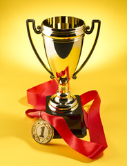 Wall Mural - golden cup and medal