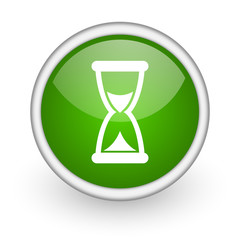 Poster - time green circle glossy web icon on white background