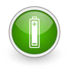 Aufkleber - battery green circle glossy web icon on white background