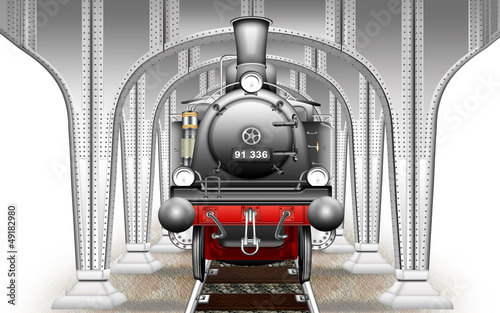 Dekoracja na wymiar  lokomotywa-parowa-w-stalowym-przejsciu-podziemnym