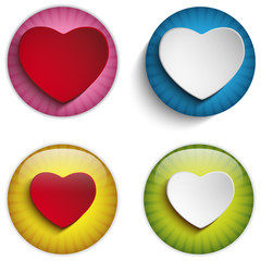 Wall Mural - Valentine Day Heart on Colorful Glossy Buttons