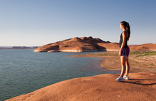 Young Woman Working Out AtLake Powell